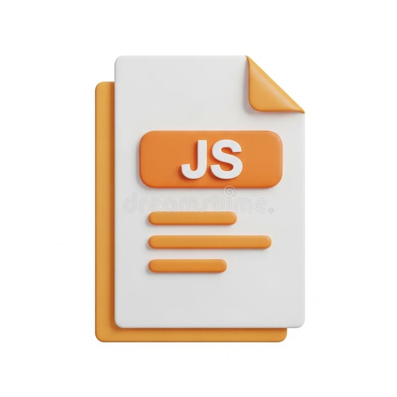 אייקון תלת מימדי של מסמך עם סיומת קובץ Java Script וטקסט מציין מקום javascript איור וקטורי