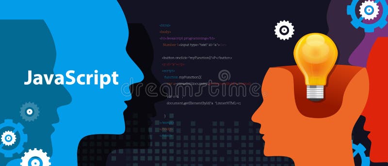 Java script programming language code software development vector illustration