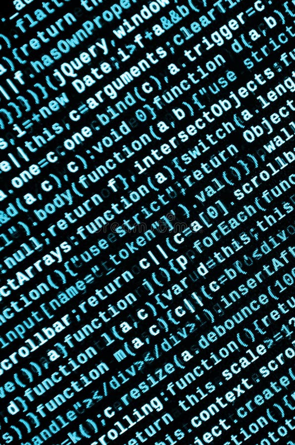JavaScript код в текстовом редакторе. Концепция киберпространства программирования. Экран кода веб-разработки стоковое фото rf