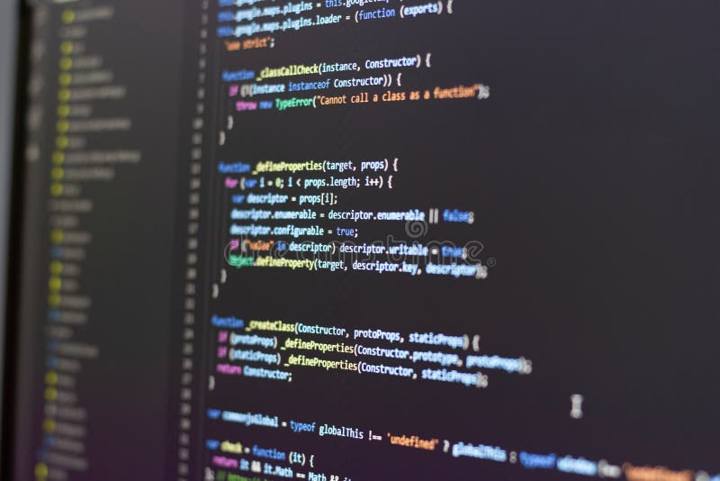 Javascript Background Code on Computer Screen Stock Image Image of