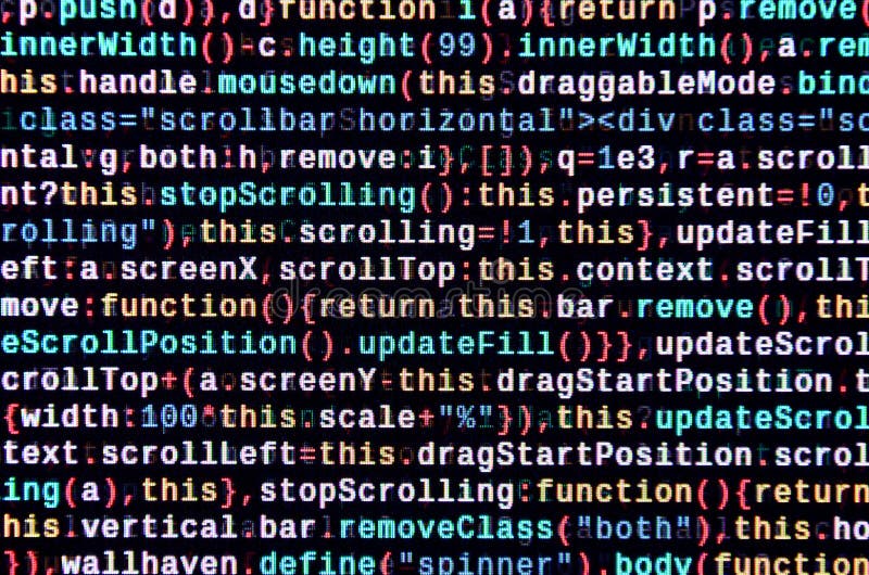 JavaScript code in text editor. Coding cyberspace concept. Screen of web developing javascript code. Implementing SEO concepts for better SERP. HTML markup language closeup. Website design. Programming coding script java stock images, royalty-free photos and pictures