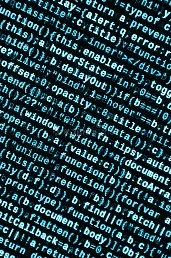 JavaScript code in text editor. Coding cyberspace concept. Screen of web developing javascript code. Implementing SEO concepts for better SERP. HTML markup language closeup. Website design. Programming coding script java stock images, royalty-free photos and pictures