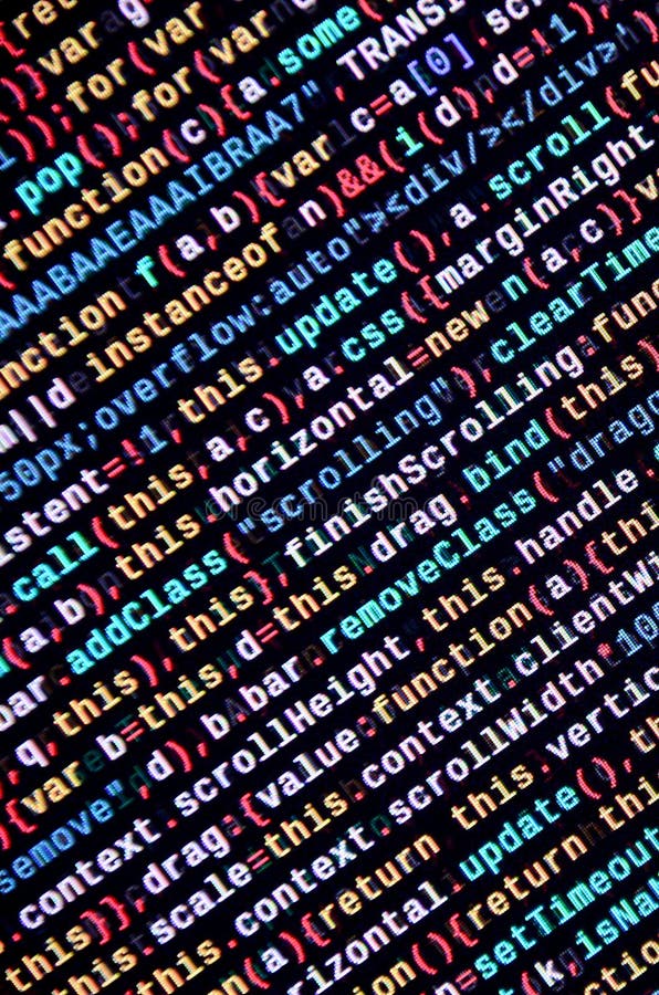 JavaScript code in text editor. Coding cyberspace concept. Screen of web developing javascript code. Implementing SEO concepts for better SERP. HTML markup language closeup. Website design. Programming coding script java stock images, royalty-free photos and pictures