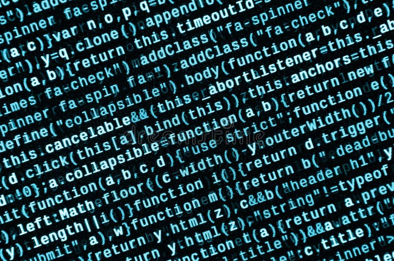JavaScript code in text editor. Coding cyberspace concept. Screen of web developing javascript code. Implementing SEO concepts for better SERP. HTML markup language closeup. Website design. Programming coding script java stock images, royalty-free photos and pictures