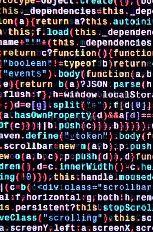 JavaScript code in text editor. Coding cyberspace concept. Screen of web developing javascript code. Implementing SEO concepts for better SERP. HTML markup language closeup. Website design. Programming coding script java stock images, royalty-free photos and pictures