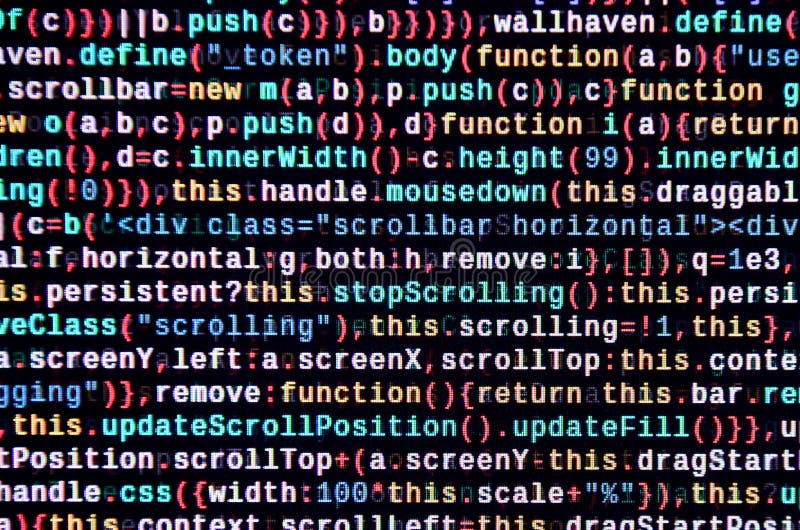 javascript-code-in-text-editor-coding-cyberspace-concept-screen-of-web-developing-code-stock
