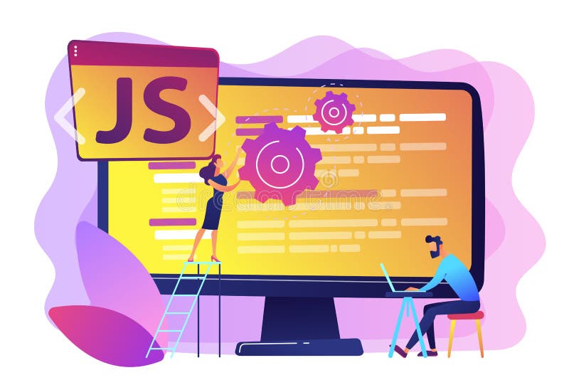 JavaScript Concept Banner Header. Stock Vector - Illustration of modern ...