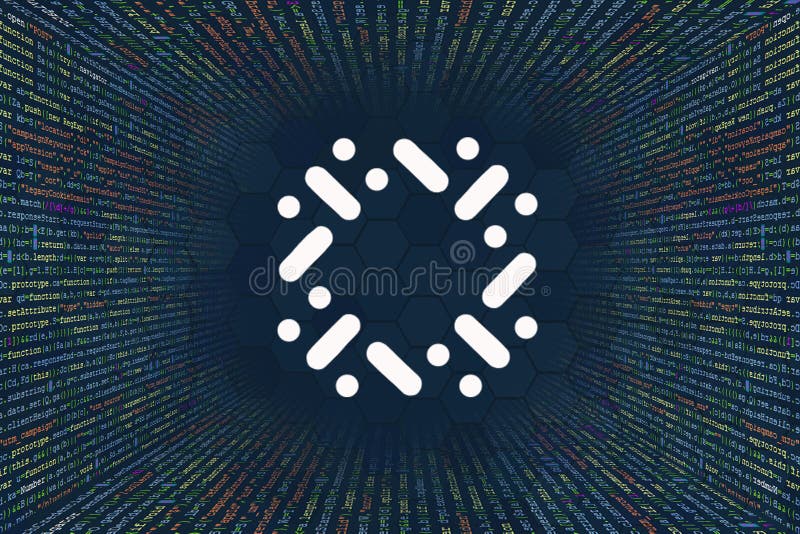 粒子端口部分加密符号. 计算机程序代码的隧道. 编程器字符串javascript css和 皇族释放例证