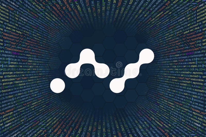 纳密货币符号. 计算机程序代码的隧道. javascript css和php代码的程序字符串. 黑客 皇族释放例证