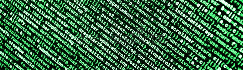 Javascript functions, variables, objects. Monitor closeup of function source code. IT specialist workplace royalty free illustration