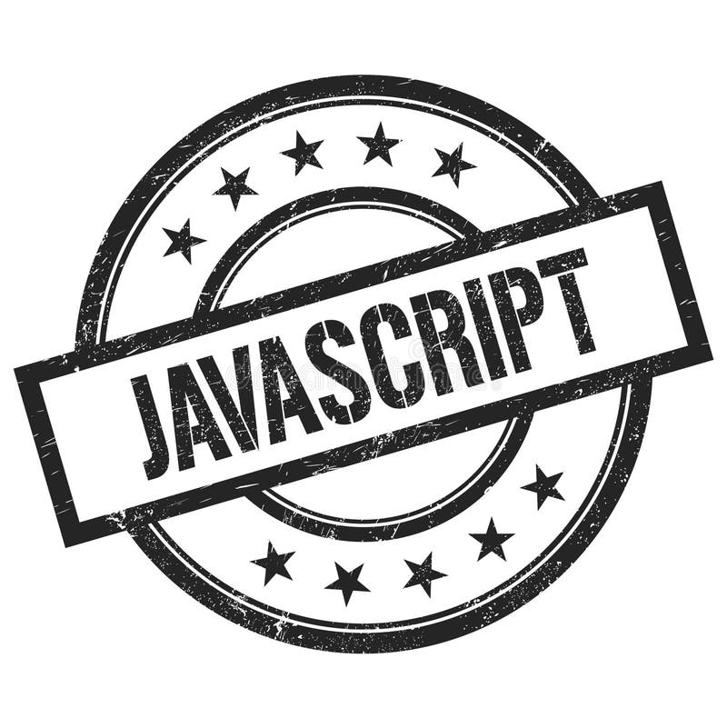 黑色复古圆邮票上写的javascript文本 皇族释放例证