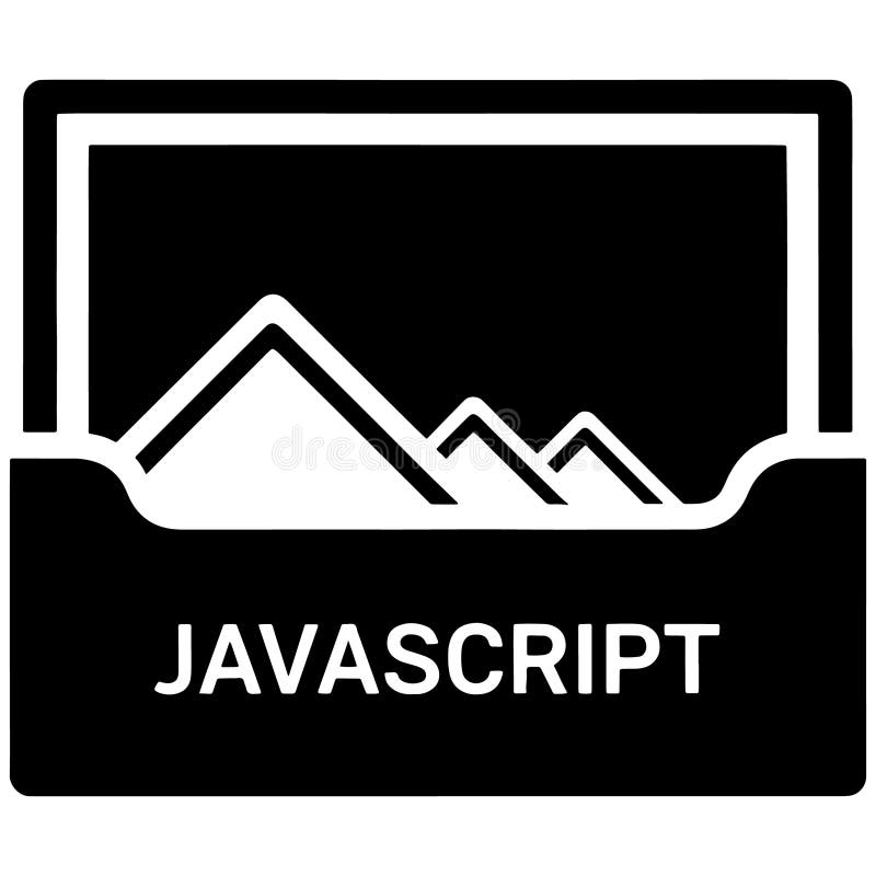 Javascript 标志图标符号设计图像。Javascript 标志的黑白图像 向量例证