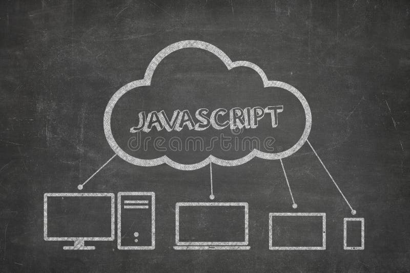 JavaScriptの概念を黒板に ストックフォト