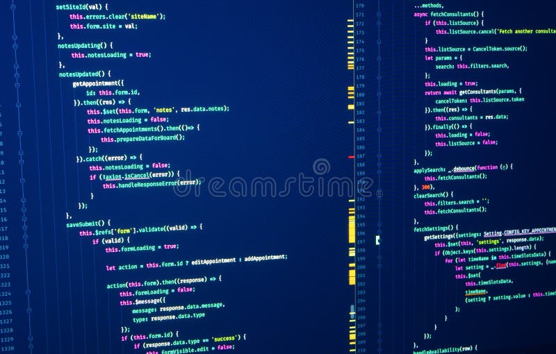 网站应用程序的Javascript代码行 Javascript 软件编程代码 抽象计算机脚本代码 爪哇 免版税库存照片
