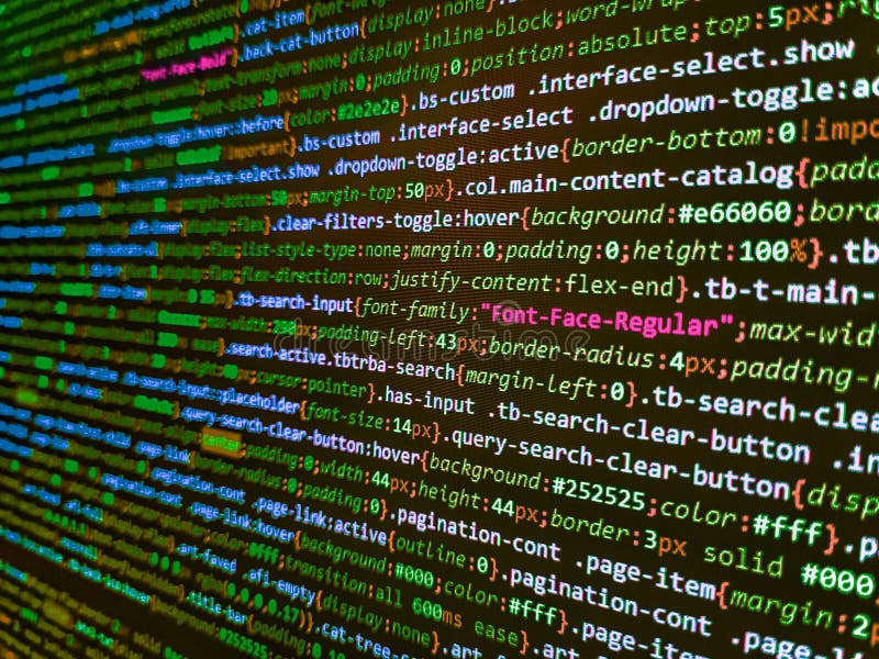 括号中的javascript代码. pc软件创建业务. 在计算机上写入程序代码. Python编程 库存照片