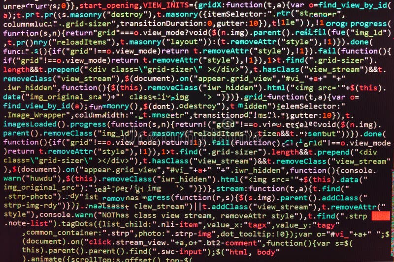 JavaScript、CSS、HTMLコードのクローズアップ ロイヤリティフリーストックフォト