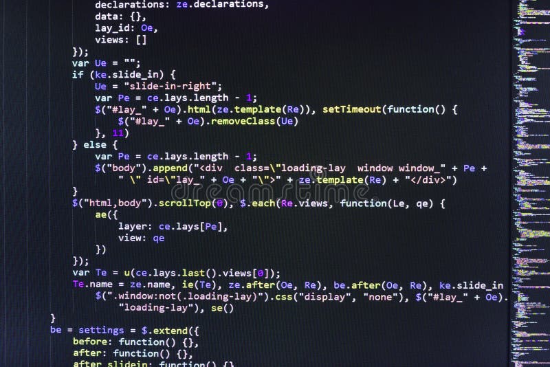 JavaScript、CSS、HTMLコードのクローズアップ ストック画像