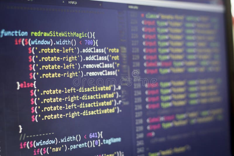 Javascriptframdel-slut kod Dator som programmerar källkod Abstrakt skärm av rengöringsdukbärare arkivbilder Javascriptframdel-slut kod Dator som programmerar källkod Abstrakt skärm av rengöringsdukbärare arkivbilder