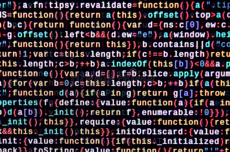 Javascriptfunktionen, Variablen, Gegenstände Überwachen Sie Nahaufnahme des Funktionsquellcodes IT-Fachmann-Arbeitsplatz stockfotografie