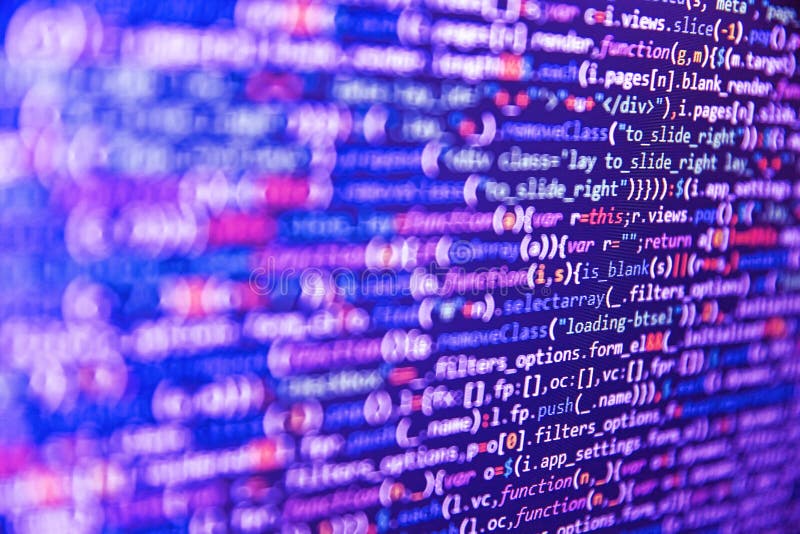 Javascriptfunktions-Variablengegenstände. Nahaufnahme des Netzcodes auf Computer Bleischirm. Programmierer, der Monitor funktionie lizenzfreie stockfotografie