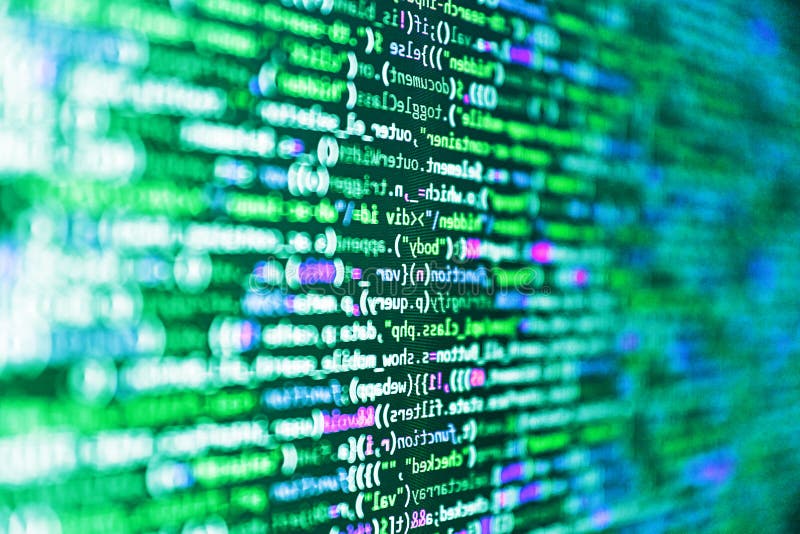 Javascriptfunktions-Variablengegenstände. Programmierer, der Monitor funktioniert. Programmiercodezusammenfassungshintergrund-bild lizenzfreies stockfoto