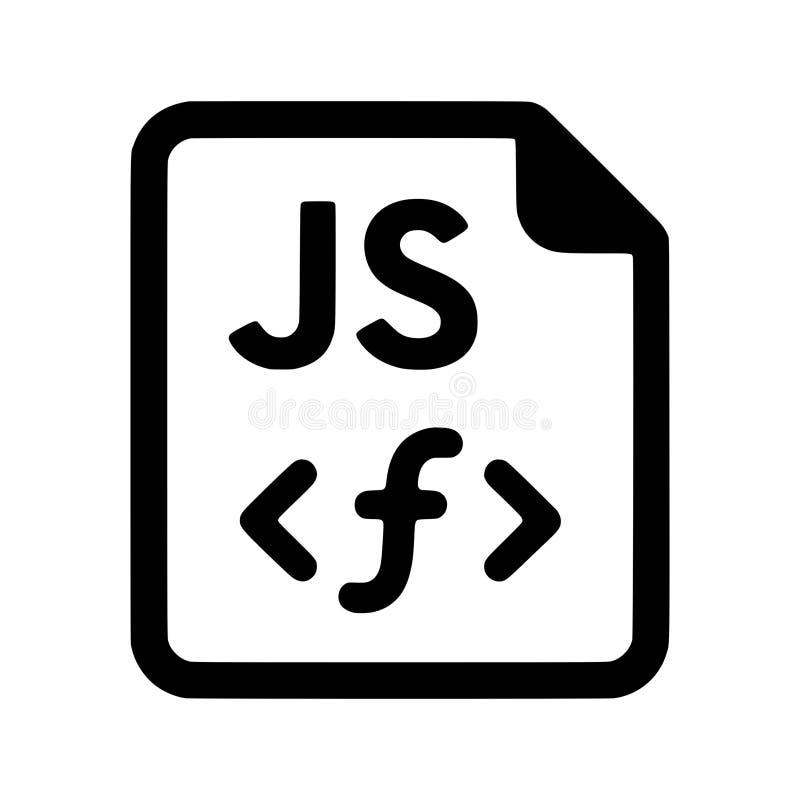 JavaScriptファイルを表現した、シンプルでクリーンなアウトラインアイコン。アイコンには「JS」の文字とコードスニペット``が含まれています ベクターイラスト