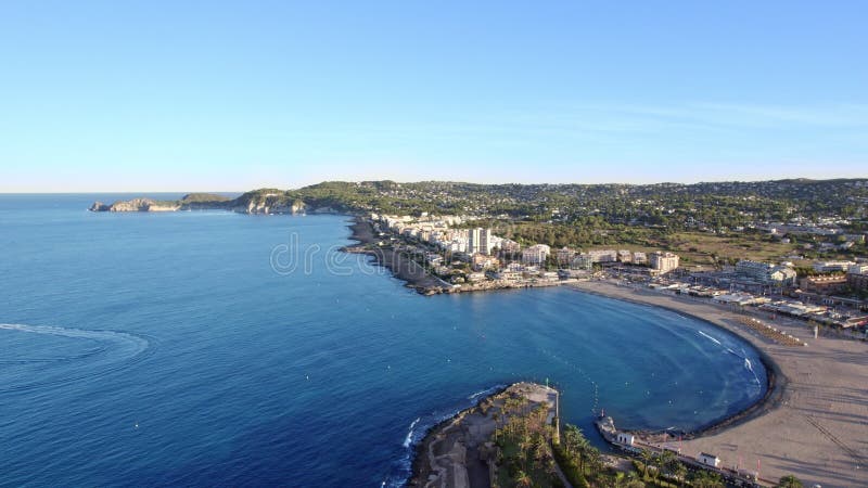 Javea xabia village aerial drone view el arenal beach alicante mediterranean metrajes