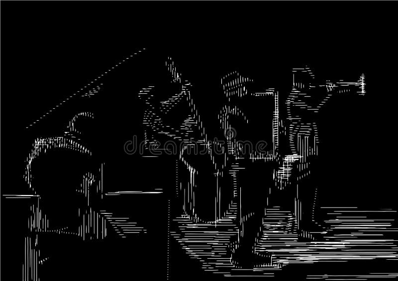 Jazz band. Engraving style. vector illustration