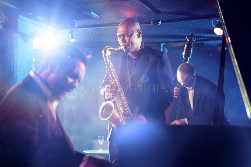 Jazz Band playing on Stage stock image. Image of song 193542731