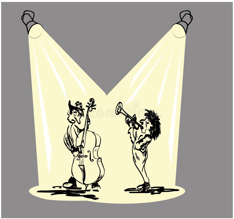 Jazz band with trumpet and double bass royalty free illustration Jazz band with trumpet and double bass royalty free illustration