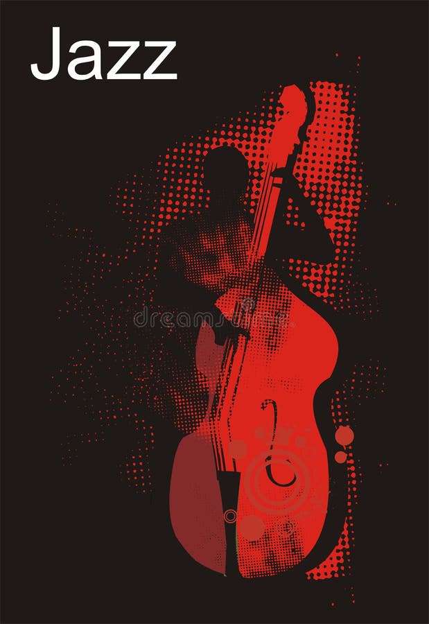 Jazz bass player performance stock illustration