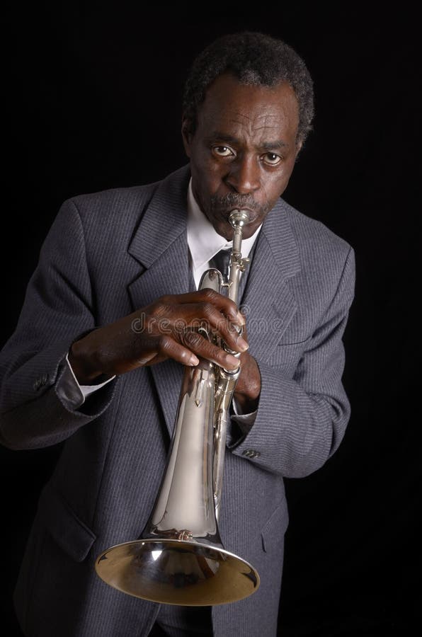 Jazz Flugelhorn Player Noire Image stock Image du bourrage