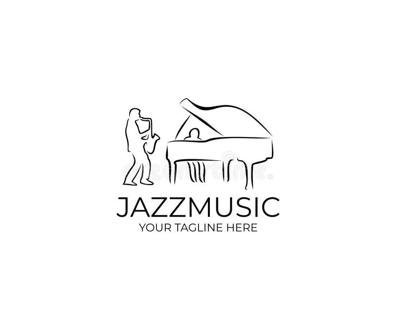 Jazz Music Logo Template Saxofonista y pianista Vector Design ilustración del vector Jazz Music Logo Template Saxofonista y pianista Vector Design ilustración del vector