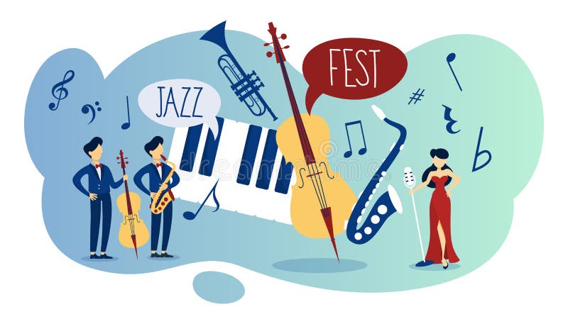 Jazzfestival und akustisches Live-Musik-Ereignisplakat stock abbildung Jazzfestival und akustisches Live-Musik-Ereignisplakat stock abbildung