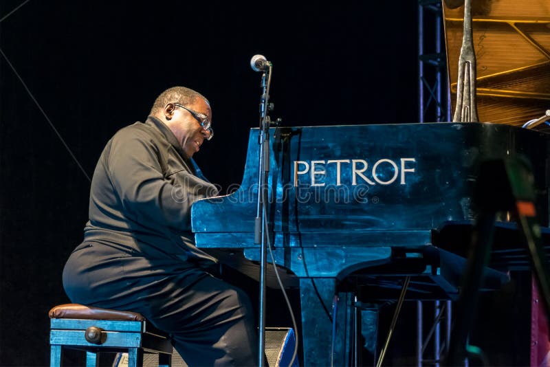 NIS, SERBIA - AUGUST 11: Jazz pianist Cyrus Chestnut performing live with Lenny White and Buster Williams as a trio at Nisville Jazz Festival August 11, 2016 in Nis, Serbia. NIS, SERBIA - AUGUST 11: Jazz pianist Cyrus Chestnut performing live with Lenny White and Buster Williams as a trio at Nisville Jazz Festival August 11, 2016 in Nis, Serbia