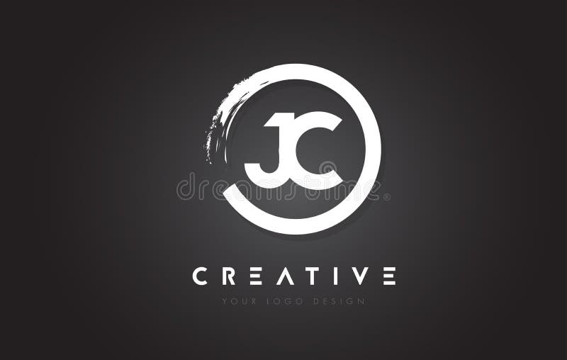 JC Circular Letter Logo with Circle Brush Design and Black Background. vector illustration