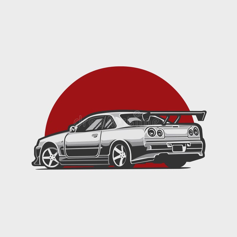 Ilustração corridas de carros esportivos no japão
