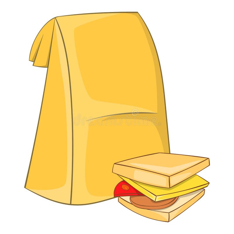 Je lunch torby i kanapki ikonę, kreskówka styl