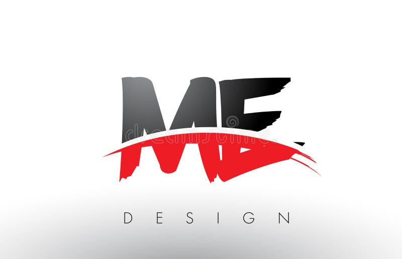JE M E Brush Logo Letters avec l'avant de brosse de bruissement de rouge et de noir