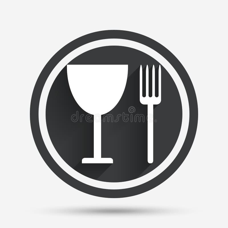 Je szyldową ikonę Cutlery symbol Rozwidlenie i wineglass ilustracja wektor Je szyldową ikonę Cutlery symbol Rozwidlenie i wineglass ilustracja wektor