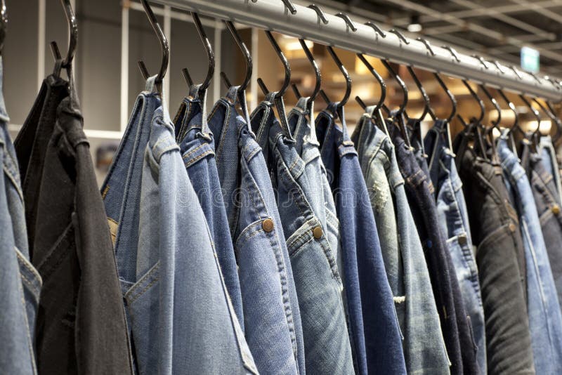 Jean rack in store stock photo. Image of denim, casual 89678964