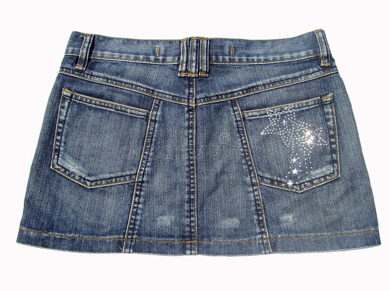Jean skirt back isolated on white. Single mini stock images, royalty-free photos and pictures