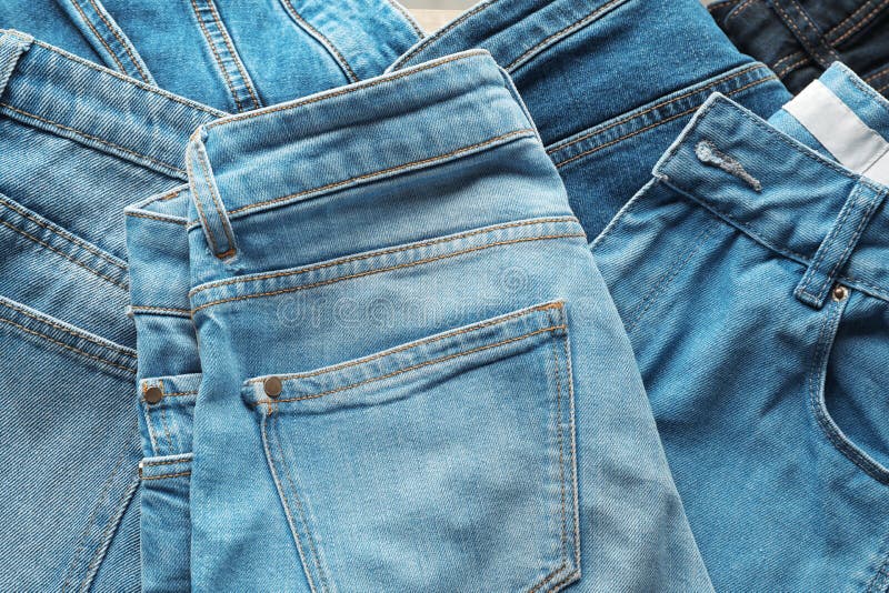 Jeans of different colors stock image. Image of collection - 121160549