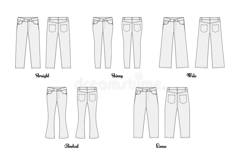 Wide Jeans Pants Vector Template Illustration | Blue Stock Vector ...
