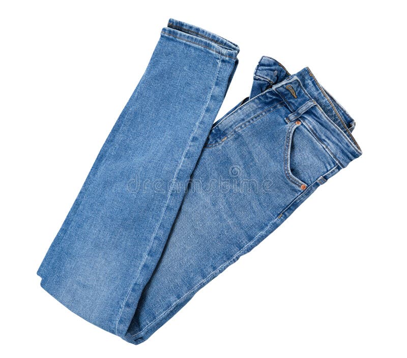 Jeans Isolated On White, Denim Pants Isolated, Folded Blue Jeans ...