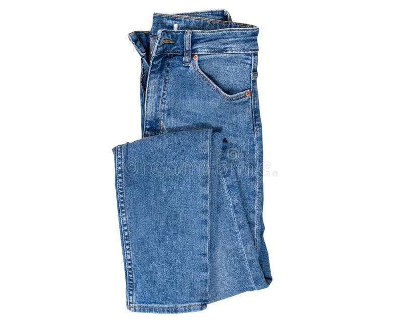 Jeans Isolated on White, Denim Pants Isolated, Folded Blue Jeans ...