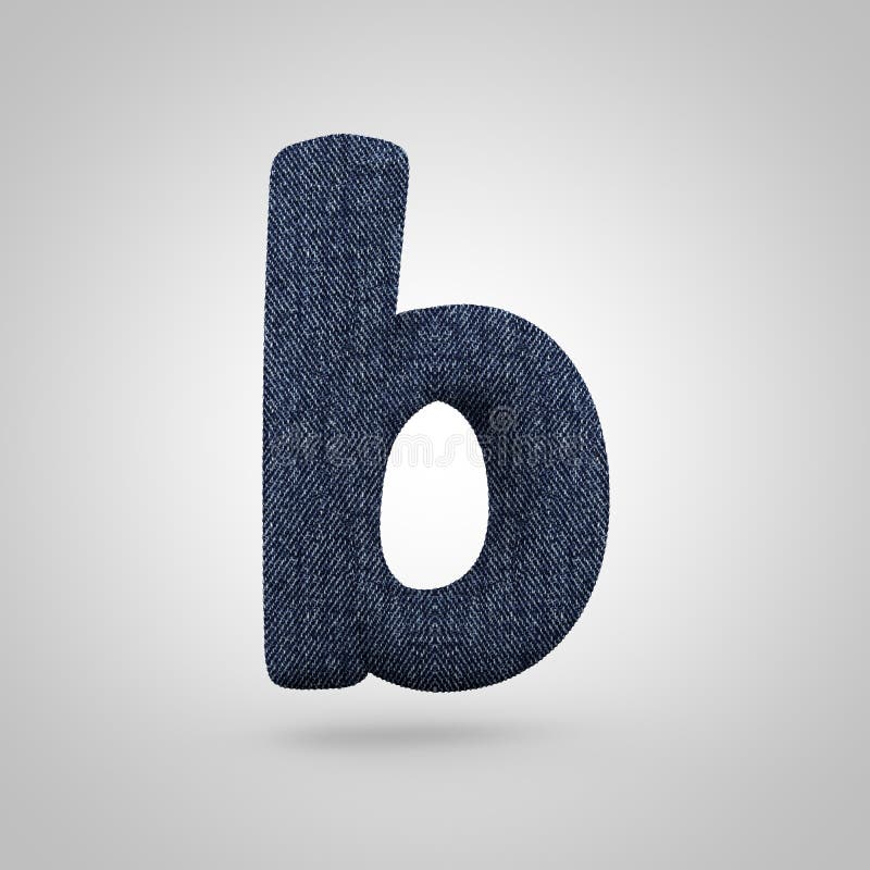 Jeans Letter B Lowercase with Blue Denim Texture Isolated on White ...