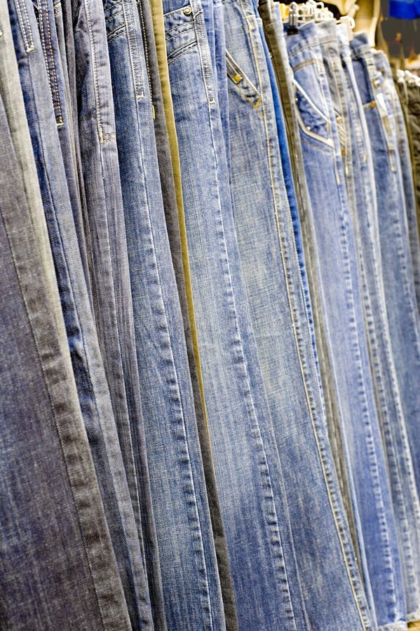 Jeans line stock photo. Image of store, coloured, jeans - 12672716