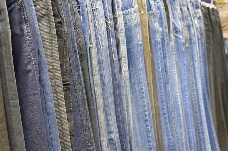 Jeans line stock photo. Image of store, coloured, jeans - 12672716