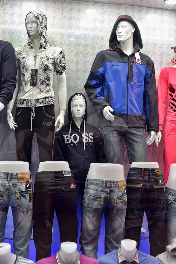 Jeans on mannequins editorial stock image. Image of downtown 60458684